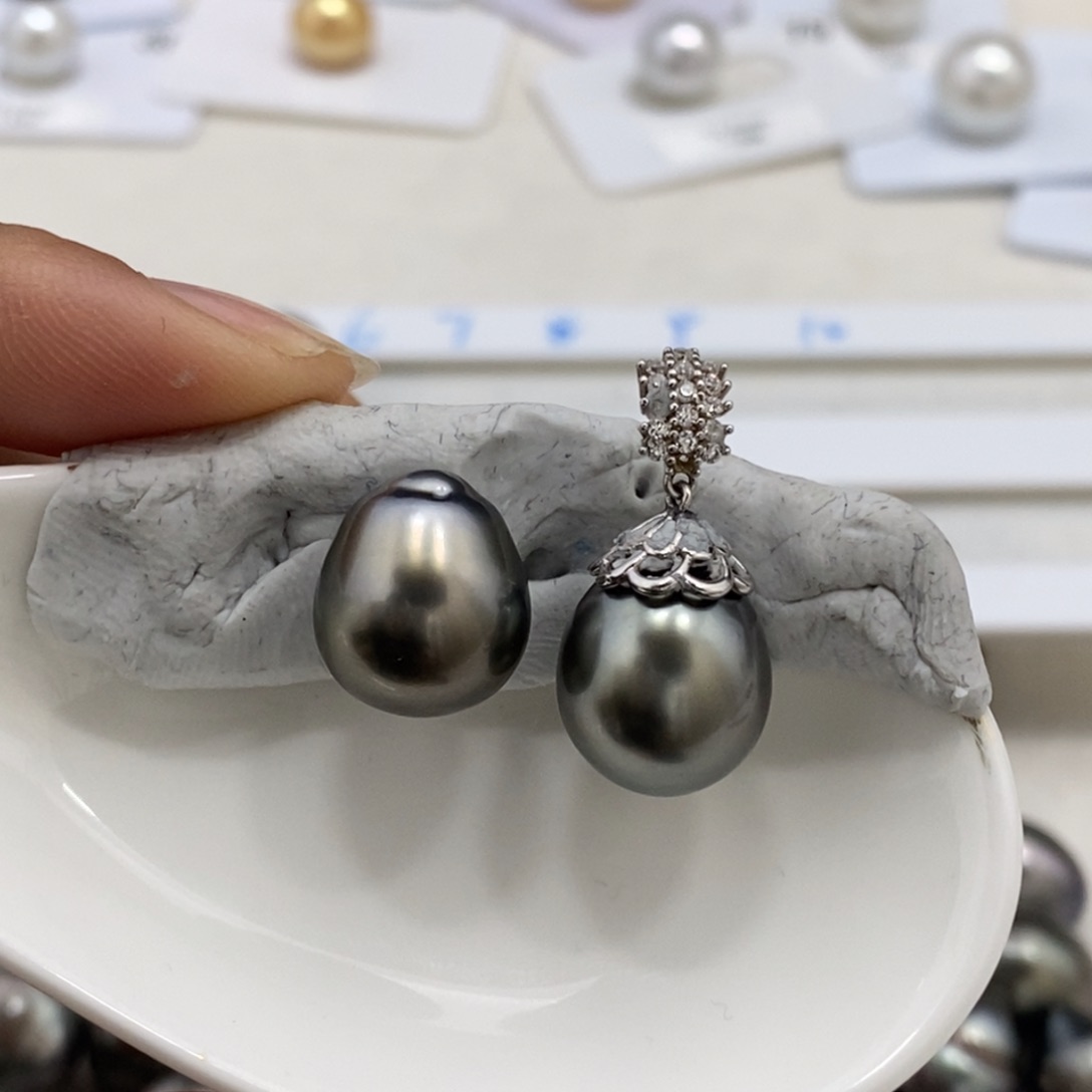 裸珠海水珍珠大溪地巴洛克梨花款12.2m对珠