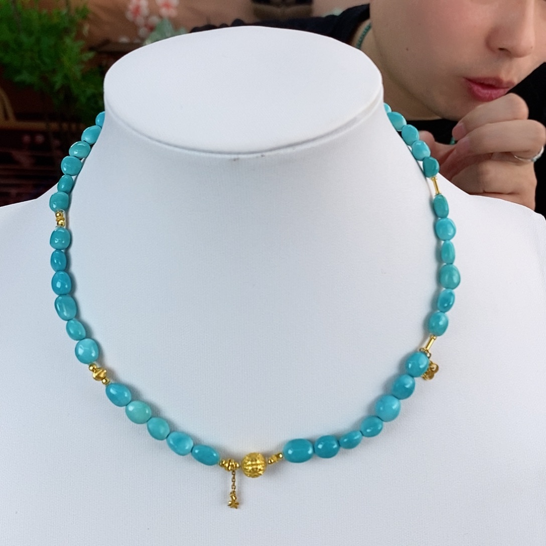 绿松石珠宝奇石18K金镶嵌