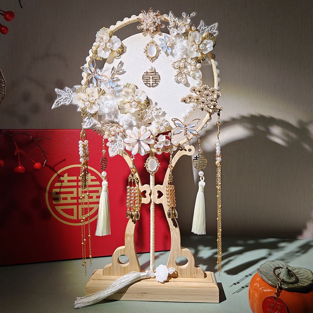 2025年新款新娘团扇diy材料包结婚喜扇秀禾团扇闺蜜结婚扇子礼物