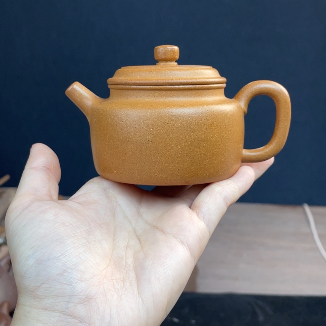 紫砂茶壶半手工老宕口黄金段德钟150cc