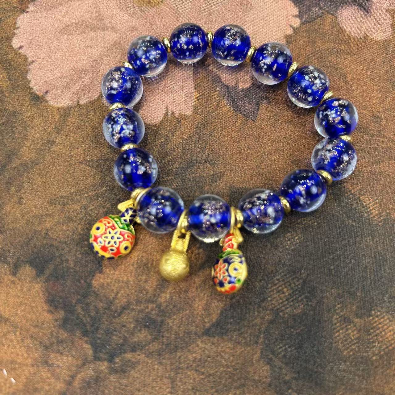 琉璃手链 S1060-夜光香灰琉璃1.2*14颗单圈