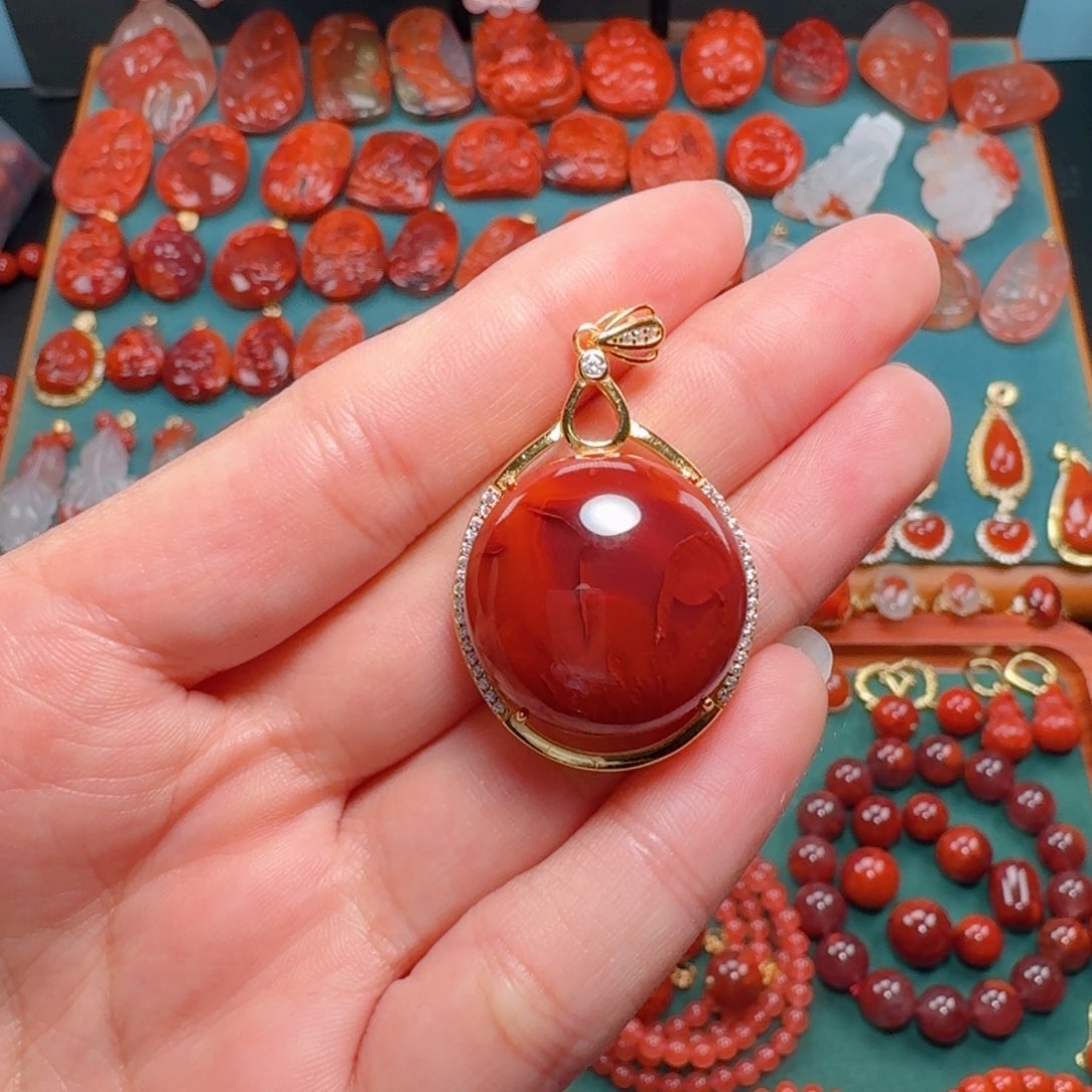 南红玛瑙南红银S925镶嵌