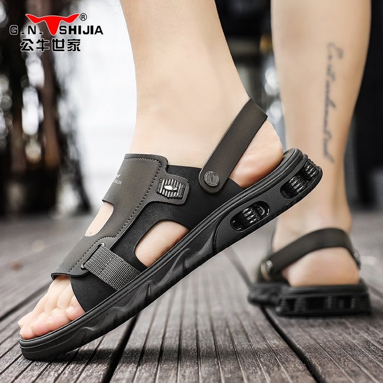 公牛世家2025夏季新款外穿休闲沙滩鞋男款软底舒适轻便防滑耐磨