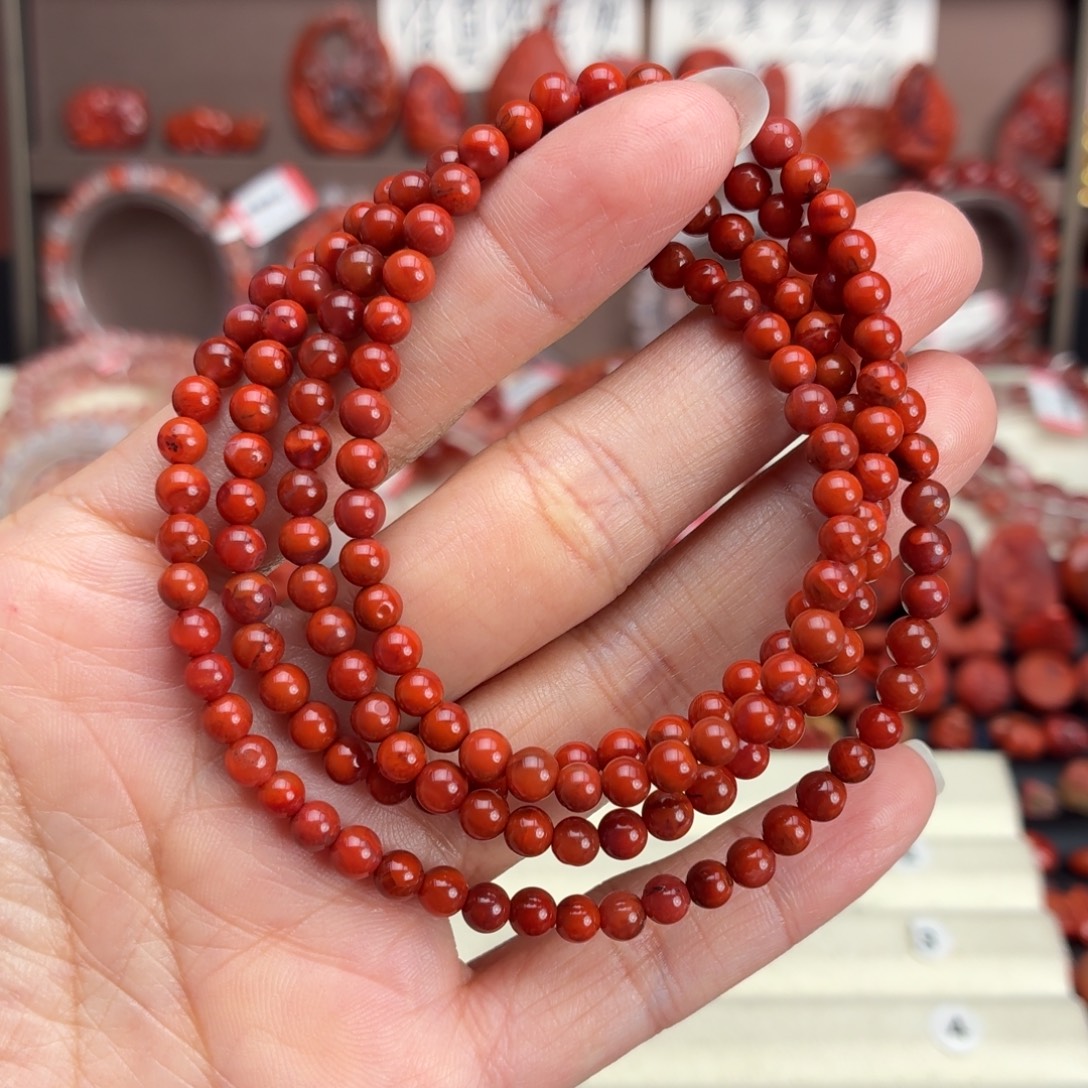 么***嗷南红玛瑙未镶嵌颈饰柿子红多圈4+