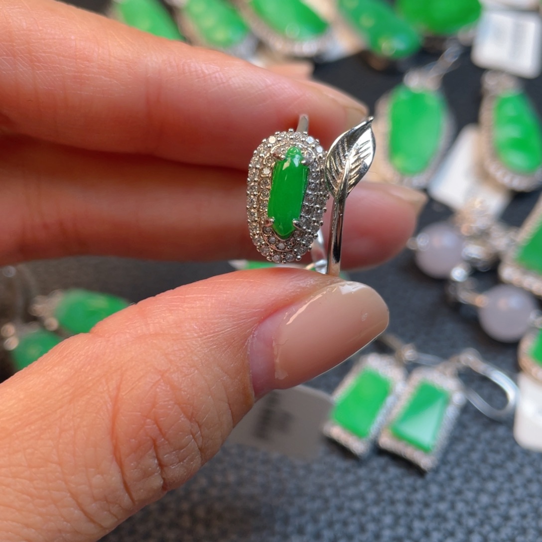 翡翠银S925镶嵌吊坠(不含链)戒指