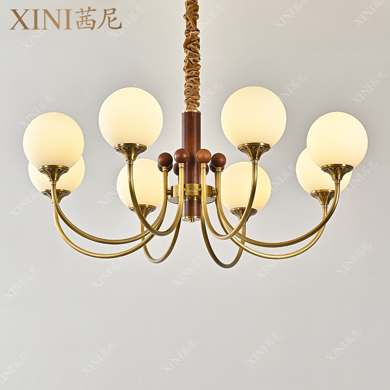 新品法式全铜吊灯复古美式中古风高级感客厅吊灯餐厅卧室书房灯具