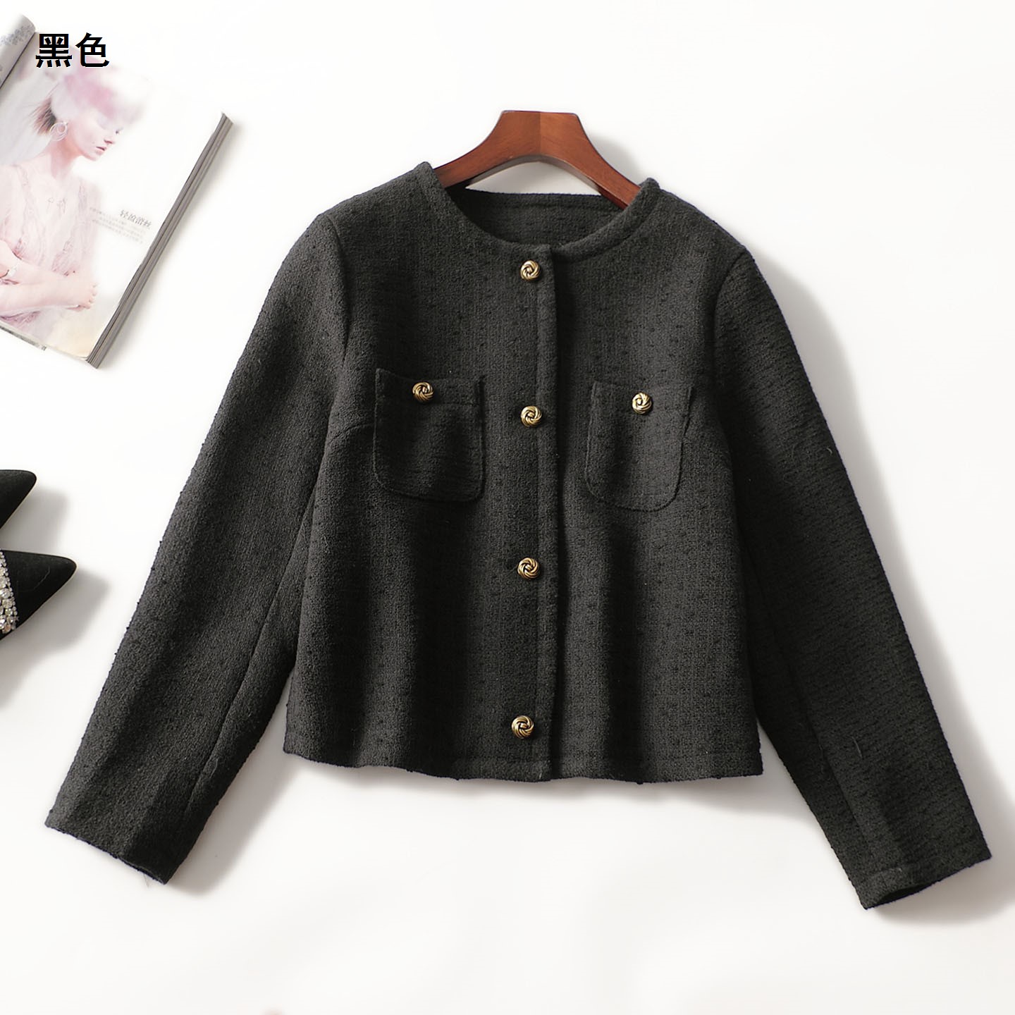 247506秋中长款长袖单排扣外套秋冬