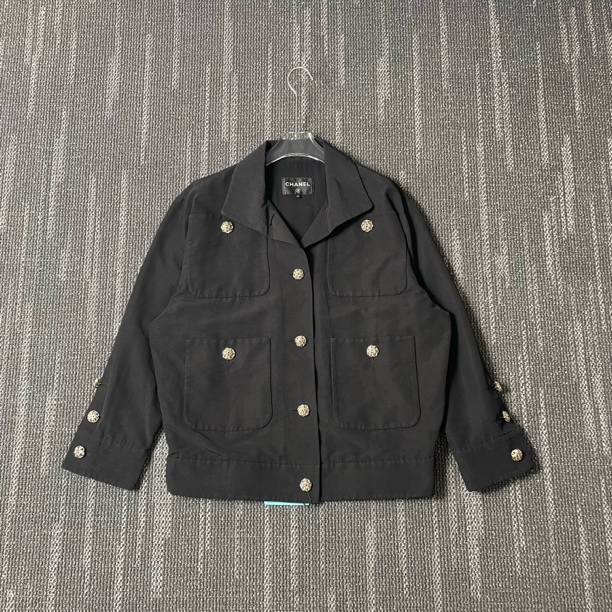 99新 Chanel/香奈儿 纯色翻领夹克外套/尺码40/9049