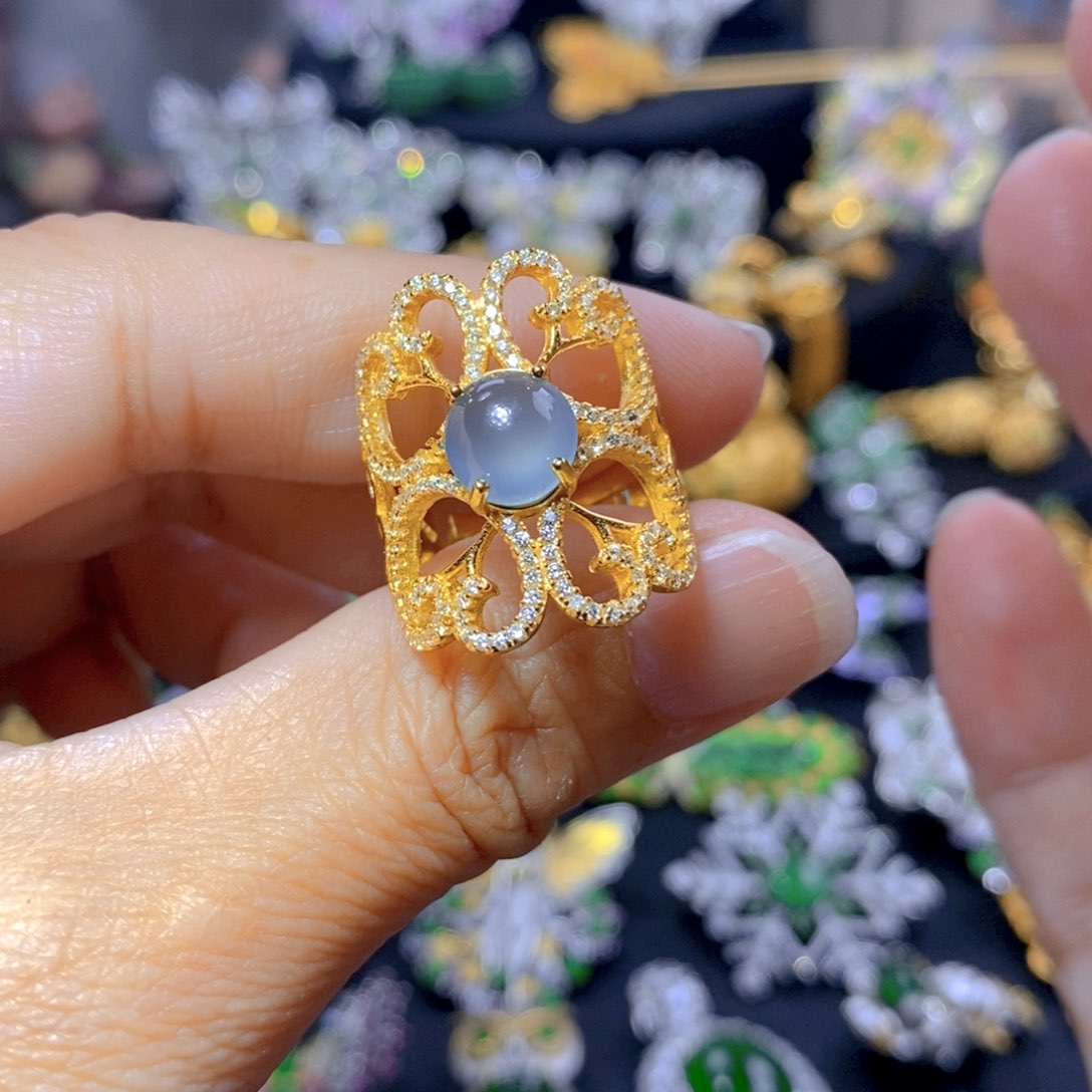 翡翠耳钉银S925镶嵌天然翡翠