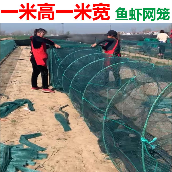 1米高1米宽加大加长全有结网布户外可折叠生态鱼虾笼鱼网养殖笼