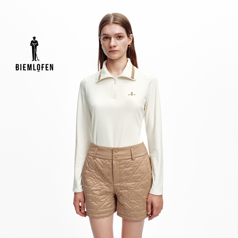 【意大利功能面料】比音勒芬高尔夫秋季女装滑雪领双面绒长袖T恤