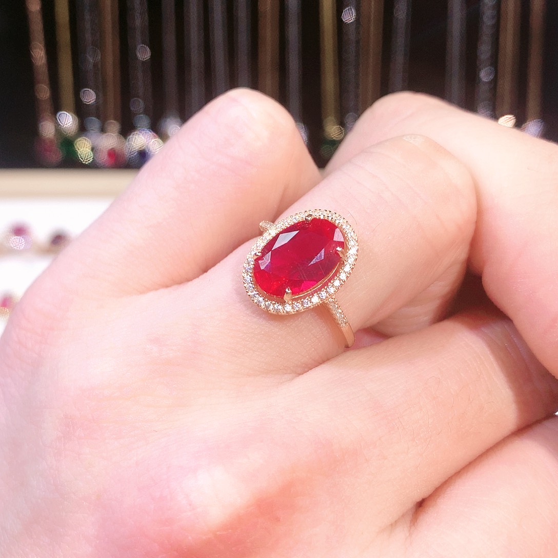 红宝石戒指银S925镶嵌
