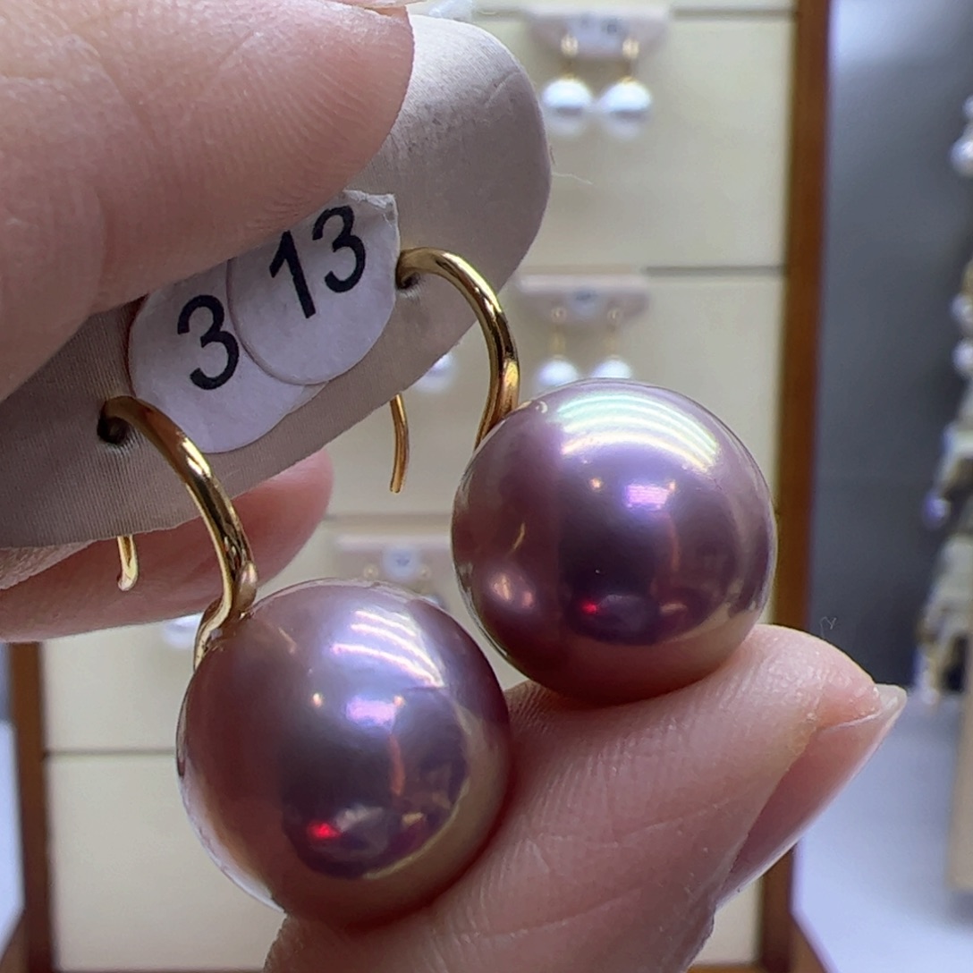 淡水珍珠耳饰18K金镶嵌