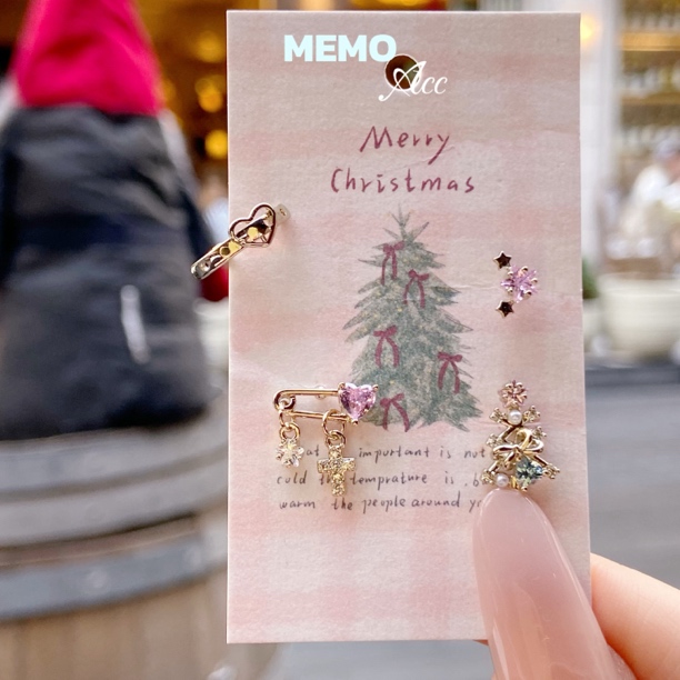 铜合金锆石耳饰 DS162 暖冬绮梦 咖啡金系列圣诞设计感百搭耳骨钉