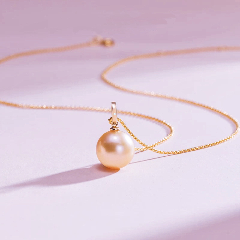 【珠公子】中国金18k珍珠吊坠（万能扣）12-13mm