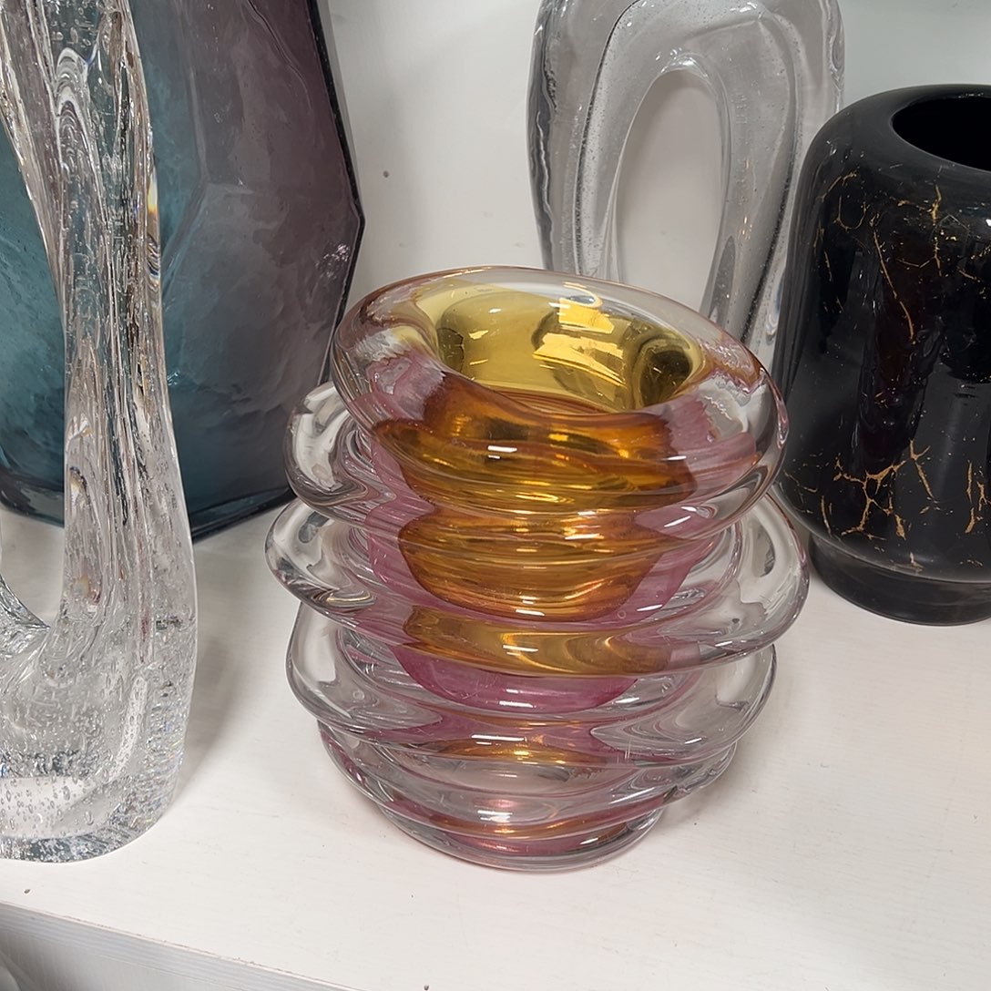 琉璃高21琥珀金红琉璃花器