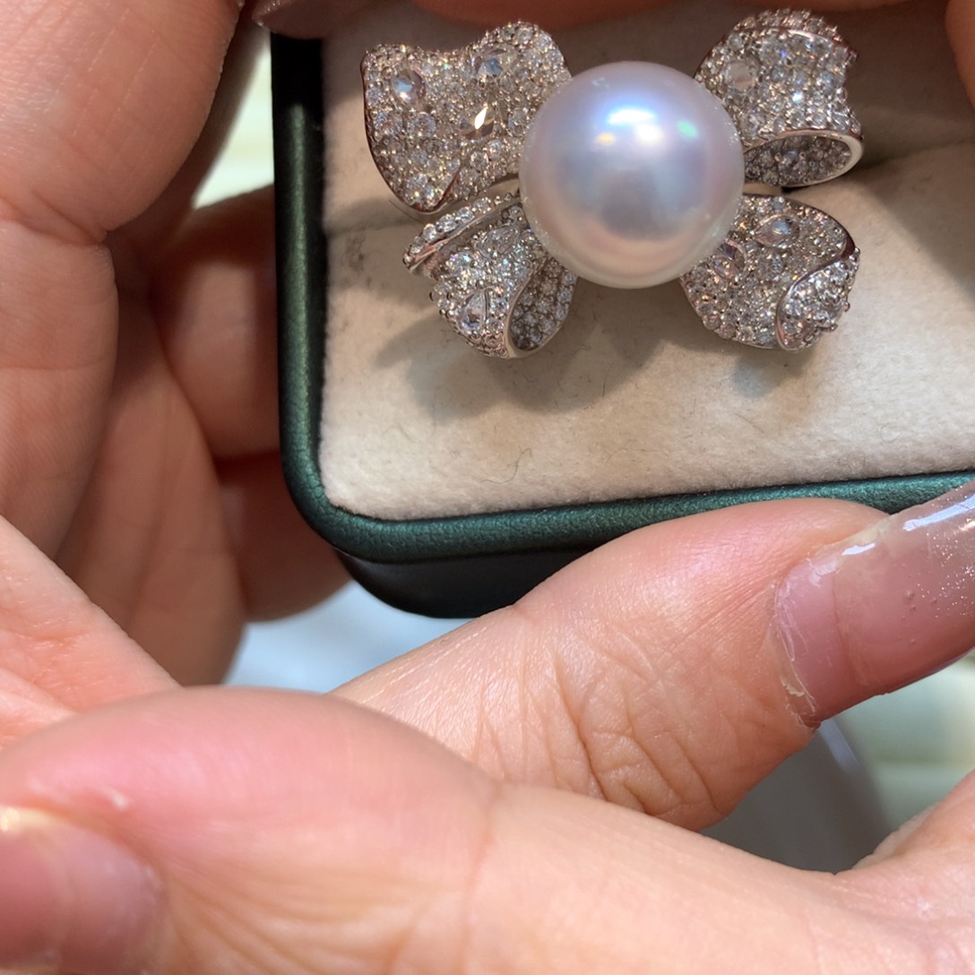 海水珍珠戒指银S925镶嵌