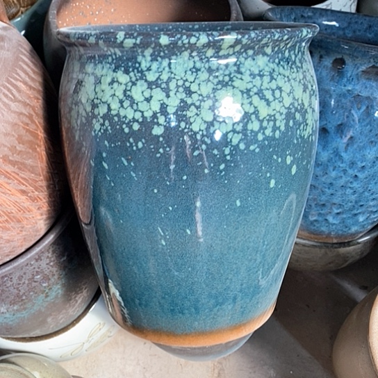 紫砂花盆口25高度31绿色