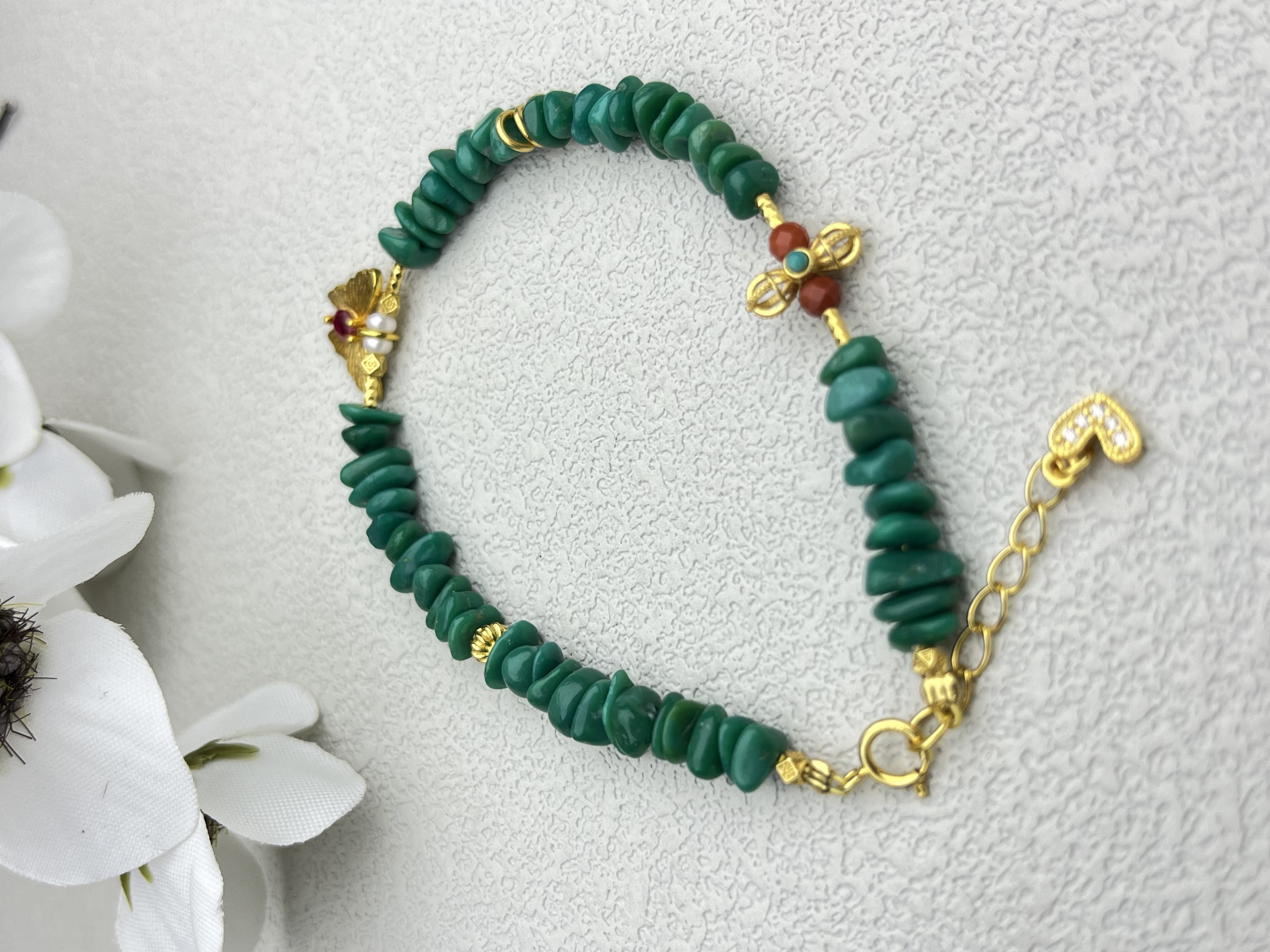 湖北原矿绿松石设计师高定款手链（地大证书，基地发货，买假包赔）