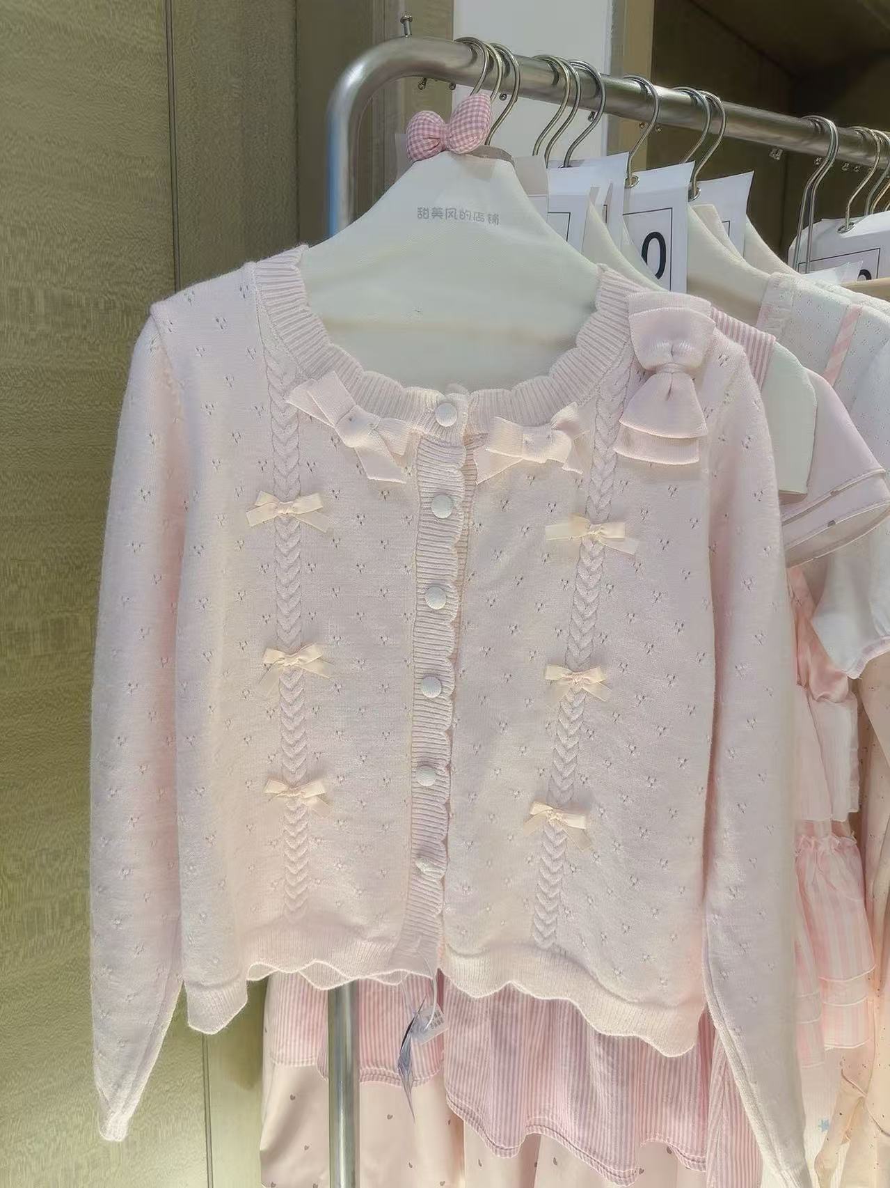 蝴蝶结毛针织衫女装毛衣开衫