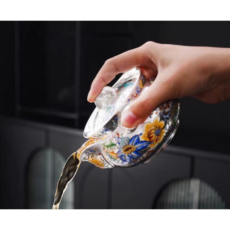 满彩满绘斗彩万花珐琅彩手抓壶w2536