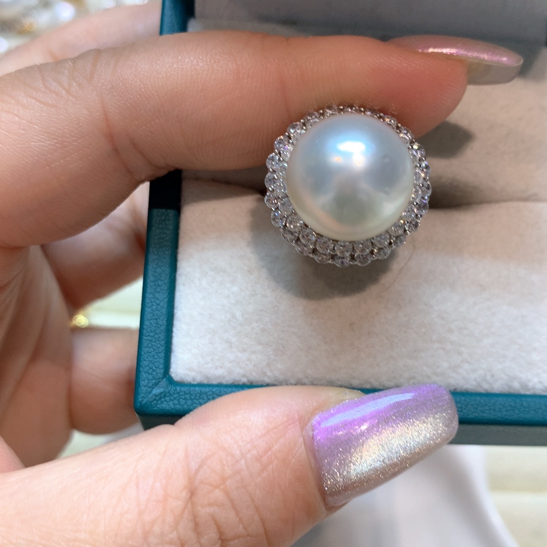 海水珍珠戒指银S925镶嵌
