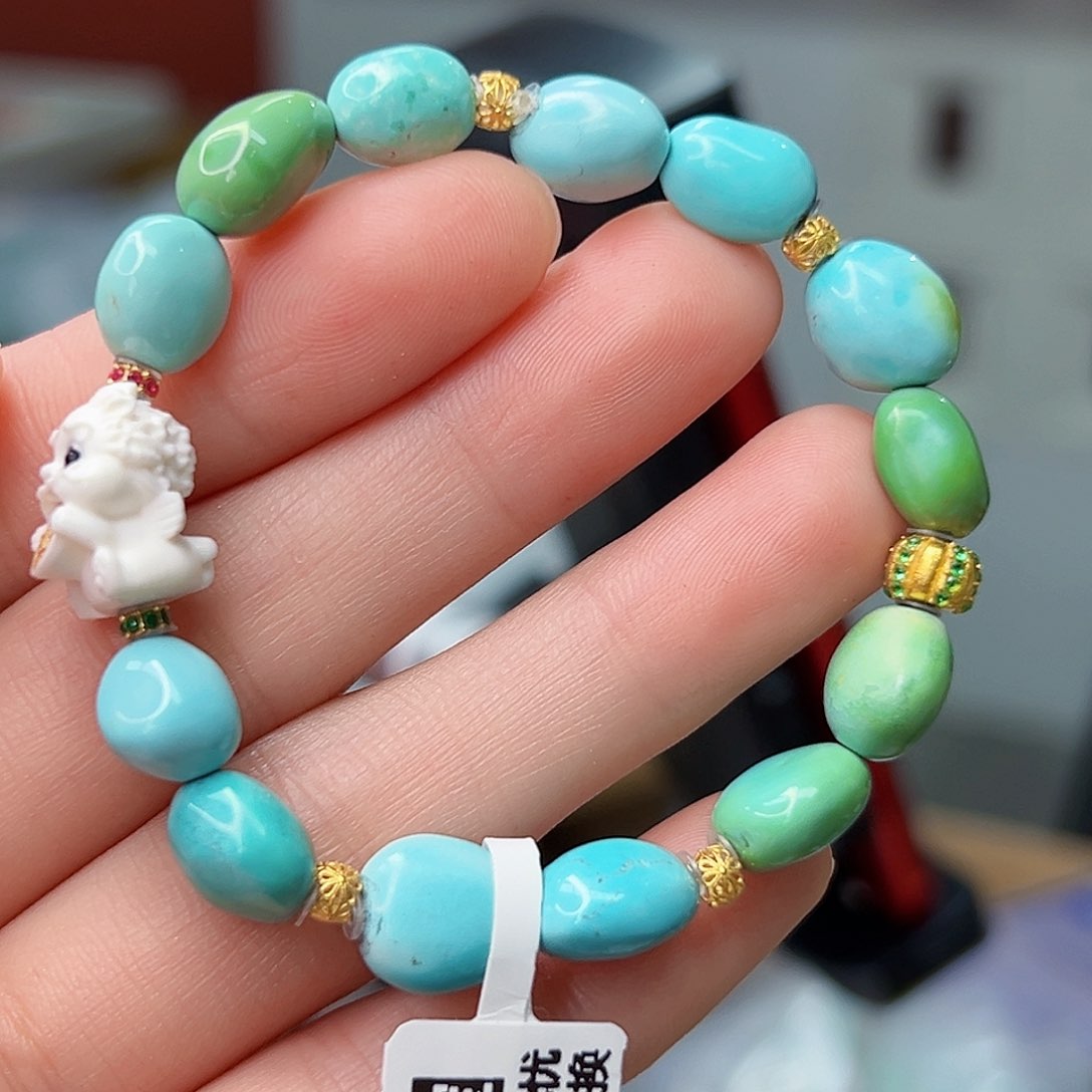 绿松石珠宝奇石18K金镶嵌