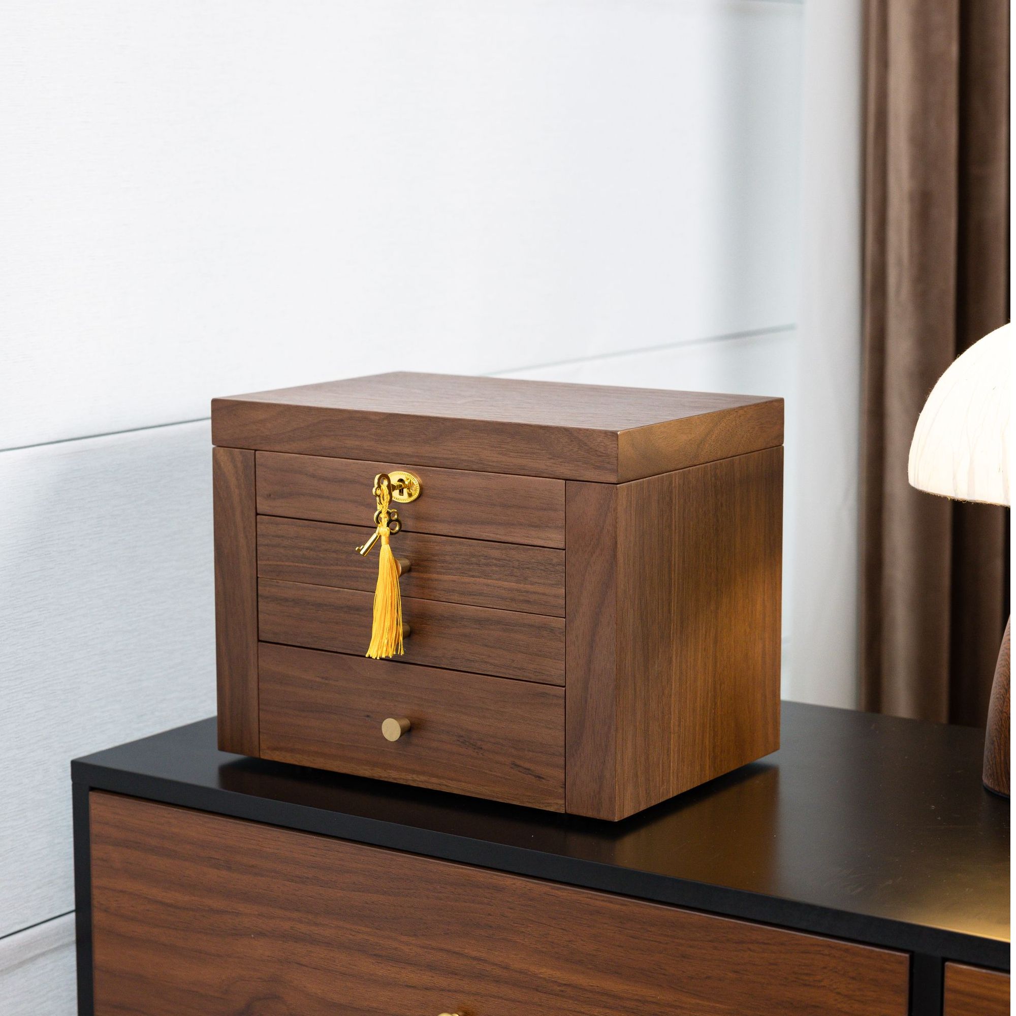 首饰盒/箱 首饰盒大容量实木质古风创意中式盒子手饰木制带锁