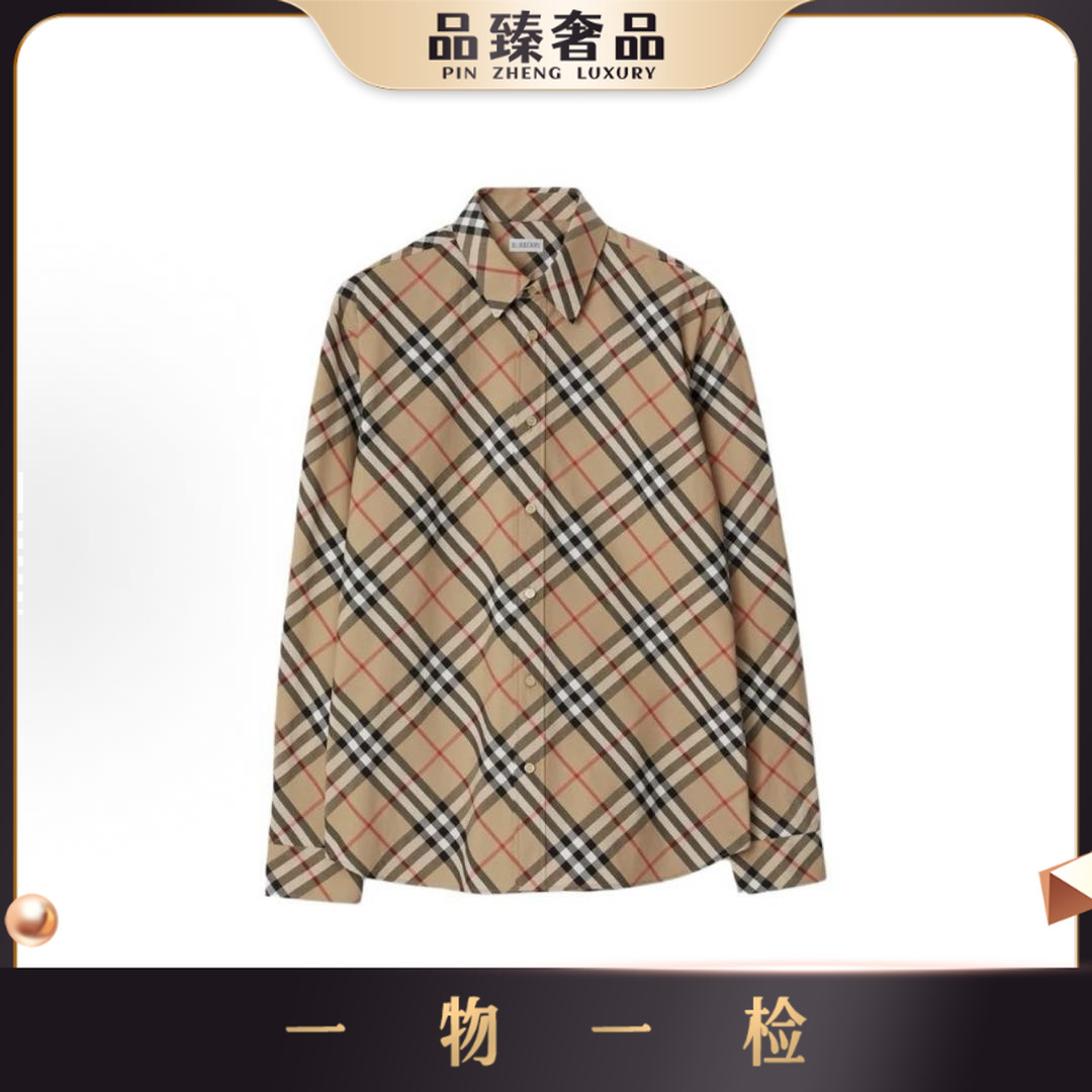 未使用 BURBERRY/博柏利  格纹单排扣长袖衬衫 nn