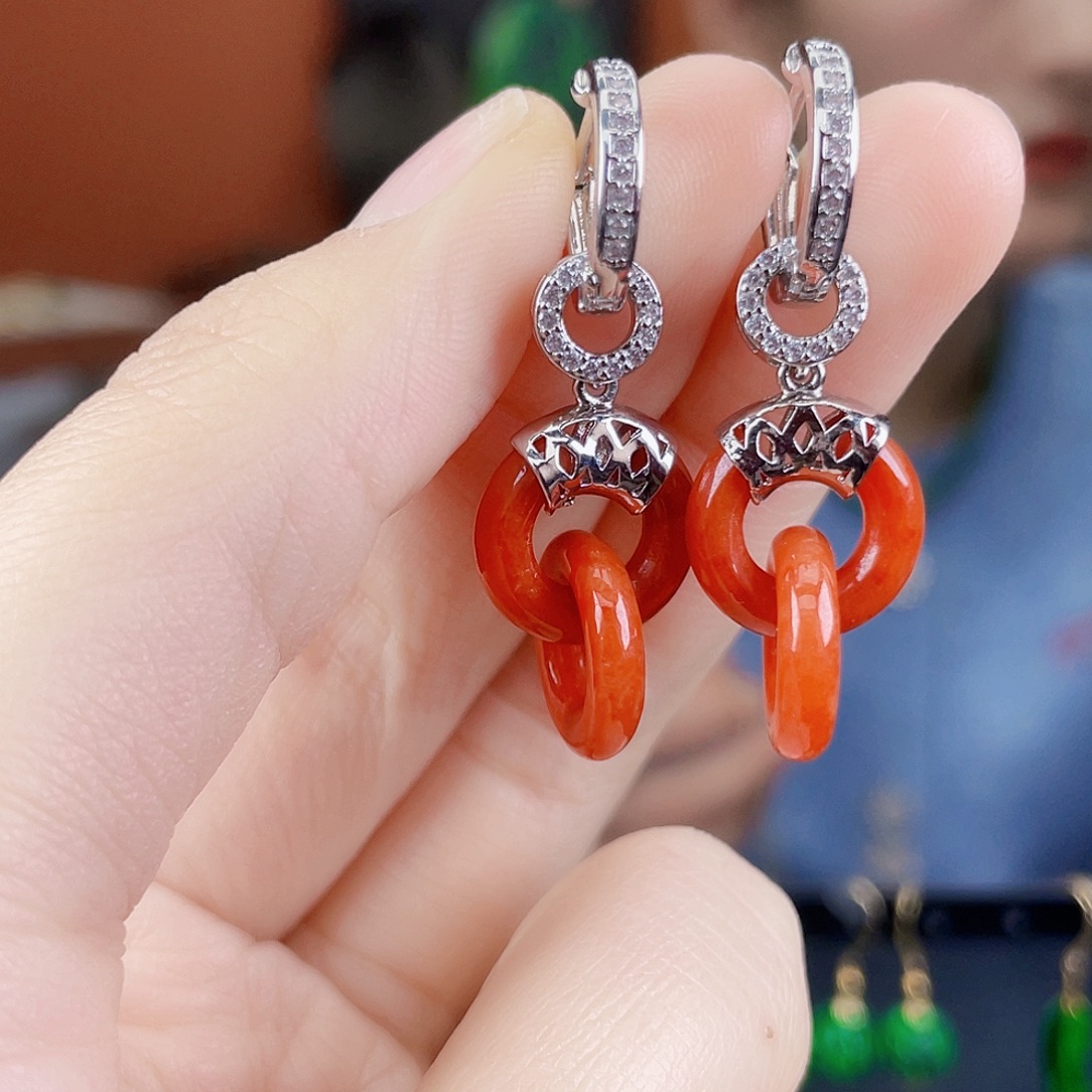 翡翠未镶嵌耳饰饰品