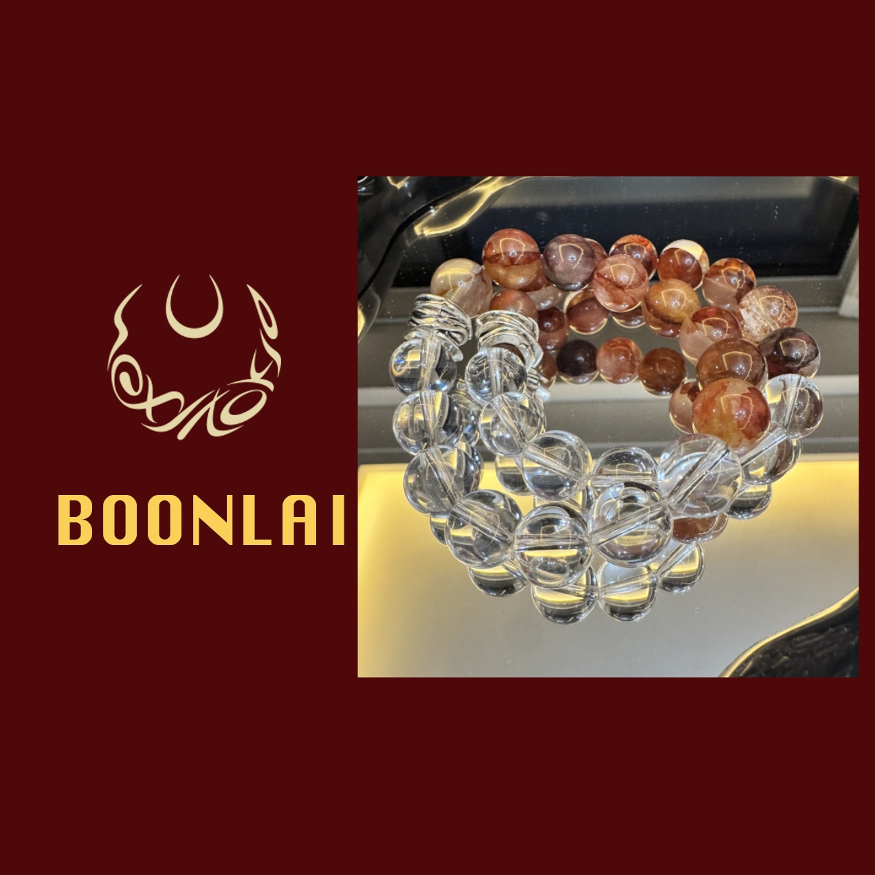 铜合金莫桑石手链 Boonlai 双拼透明茶色珠珠手链1309