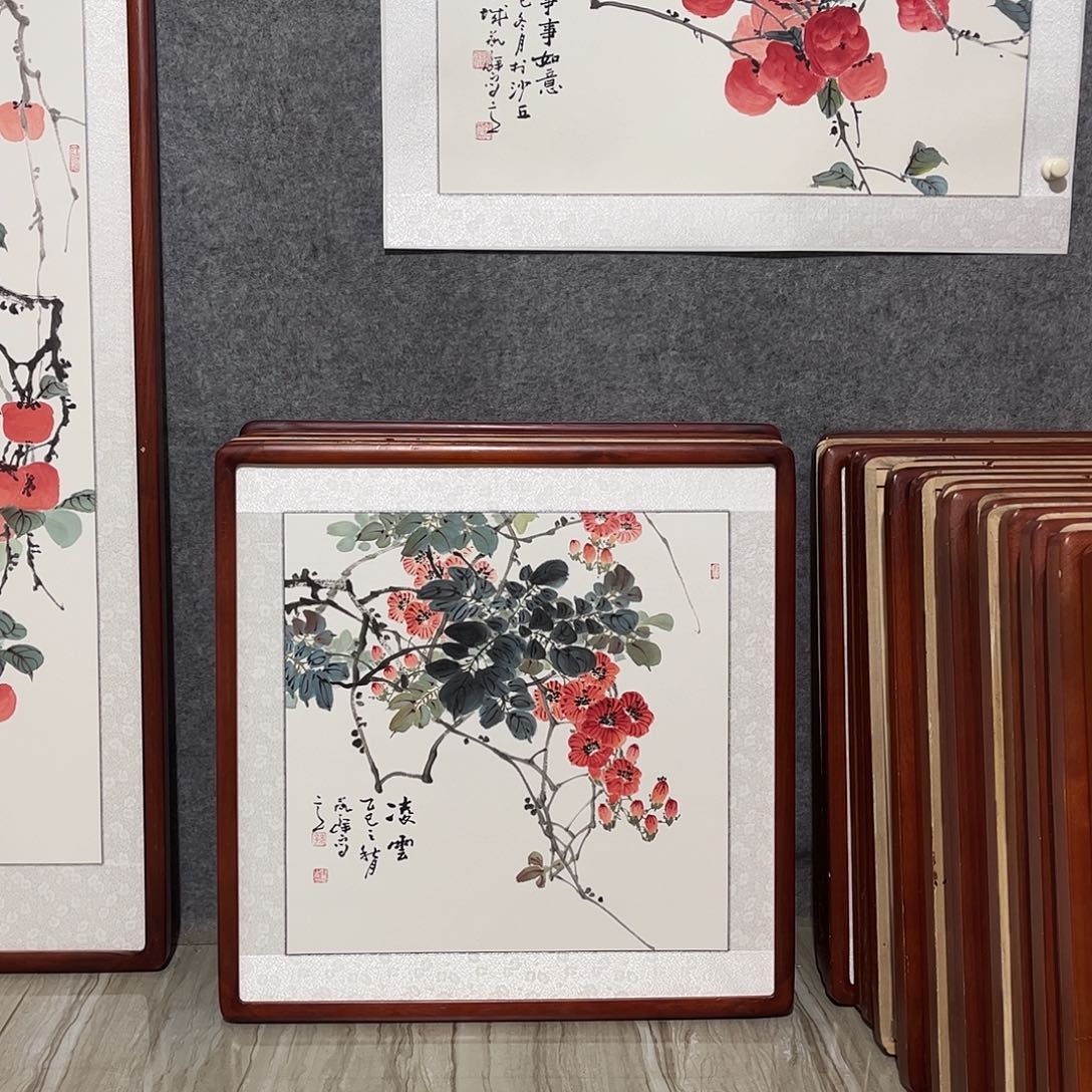 国画书画作品带框63×63