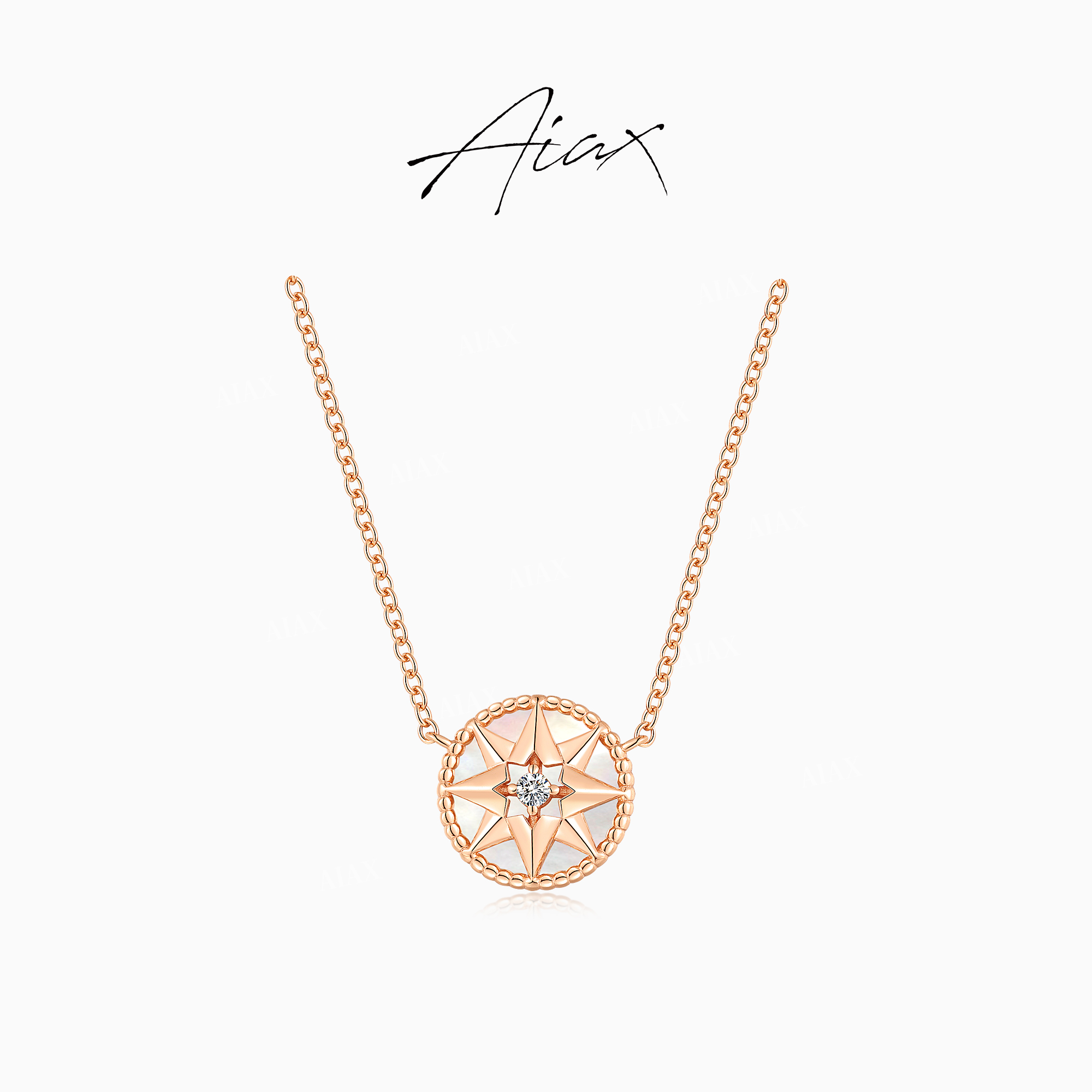 AIAX 925银 镀K金 经典精致轻奢气质百搭时尚罗盘项链TSJ9440