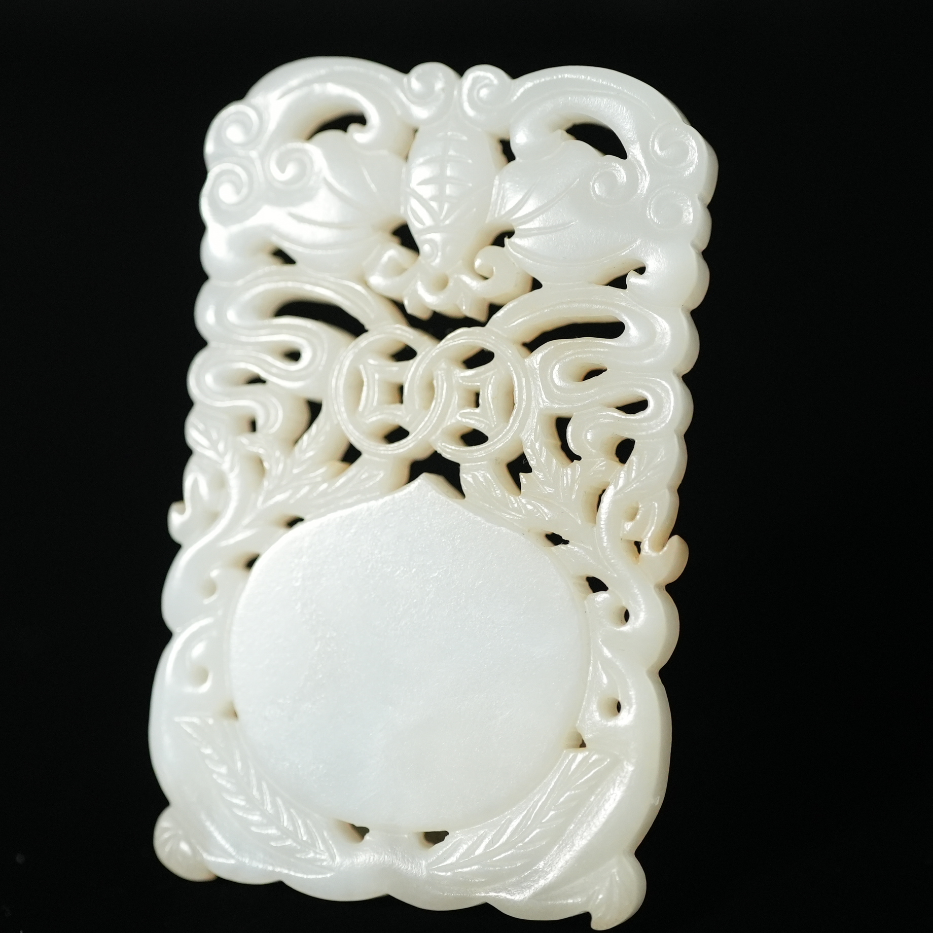 清代和田玉福寿纹牌【华豫甄选】LFJ2504252001