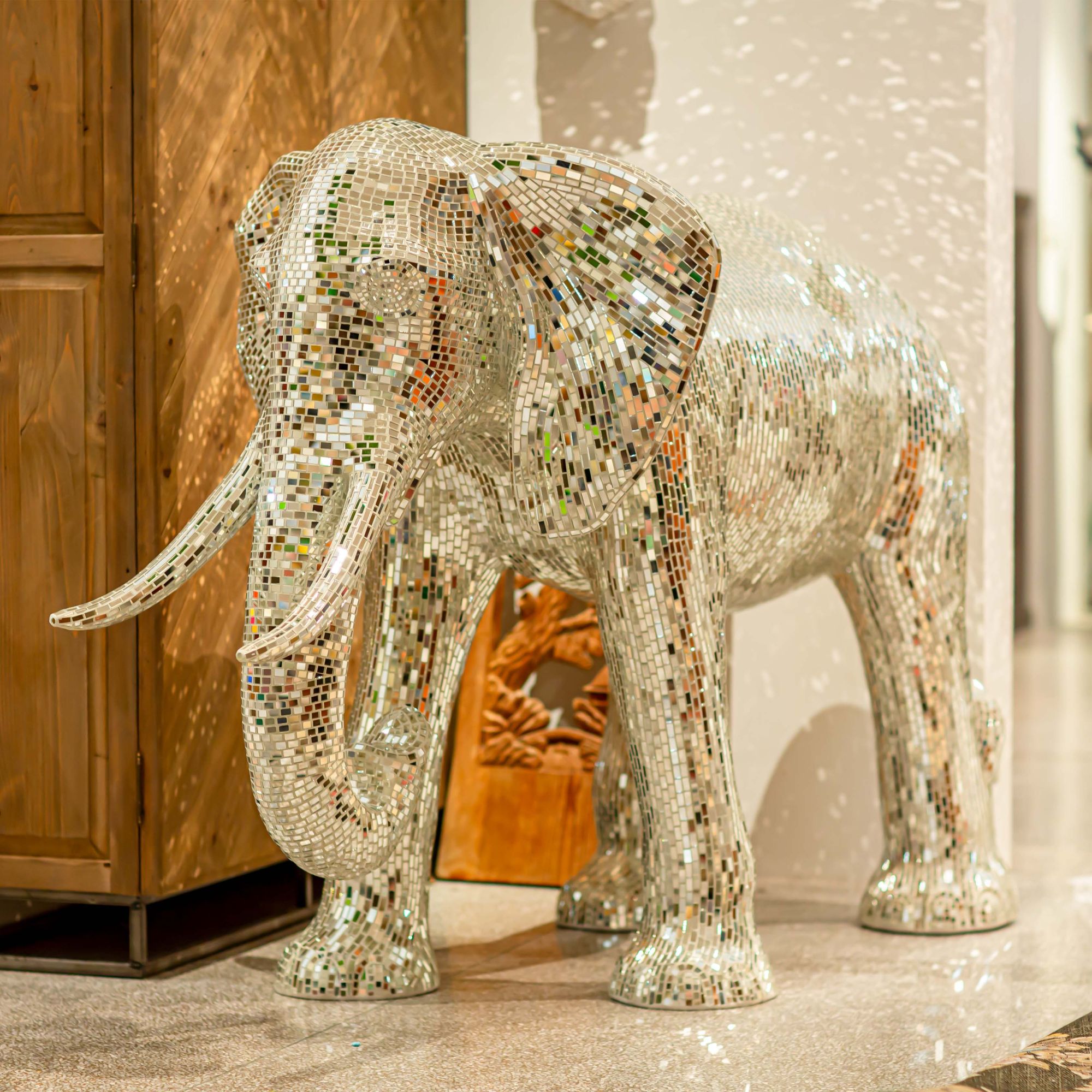 【本尼家】马赛克手工贴片镜片大象艺术装饰庭院户外玄关摆件