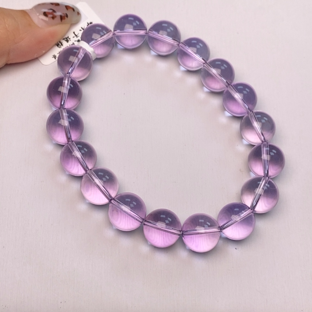 一***鱼手串未镶嵌水晶玻紫99净11.3克28 B53