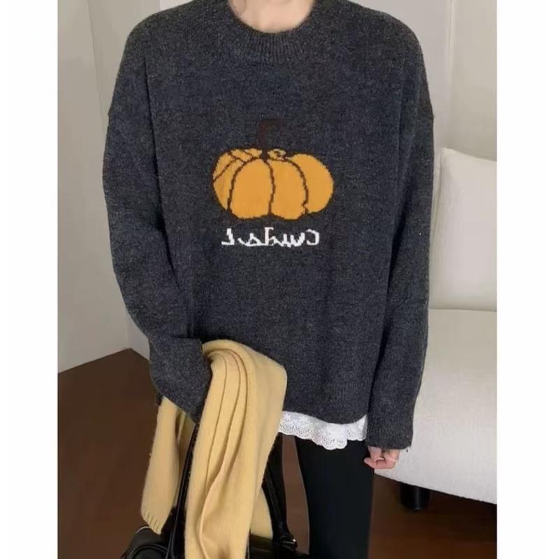 莹莹家/花边南瓜~100羊毛复古南瓜绣花工艺毛衣  142