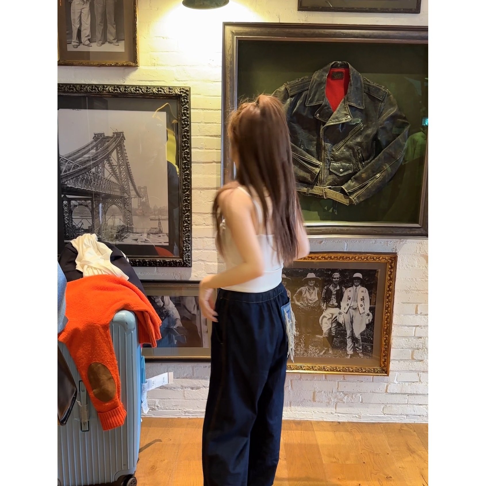 【HoorayLin】 “贴布刺绣定制抽绳”阔腿水牛仔裤#QD041