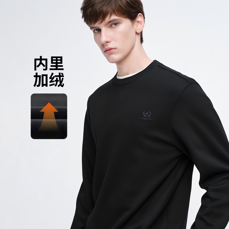 [加绒]navigare意大利小帆船时尚运动风圆领卫衣男加厚长袖T恤