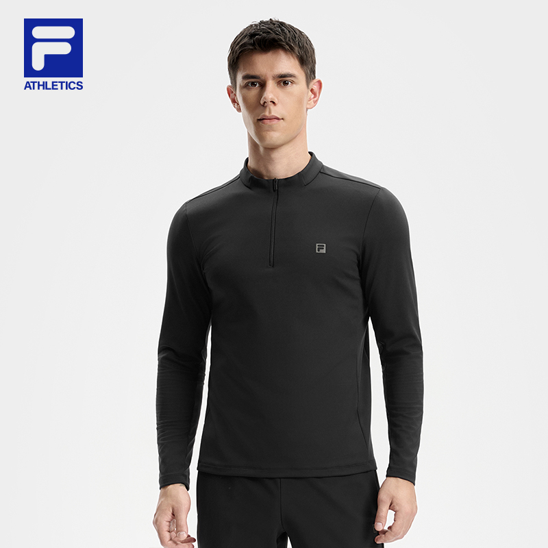 Fila/斐乐男士【加绒保暖】秋季高弹速干运动长袖T恤A11M541206F