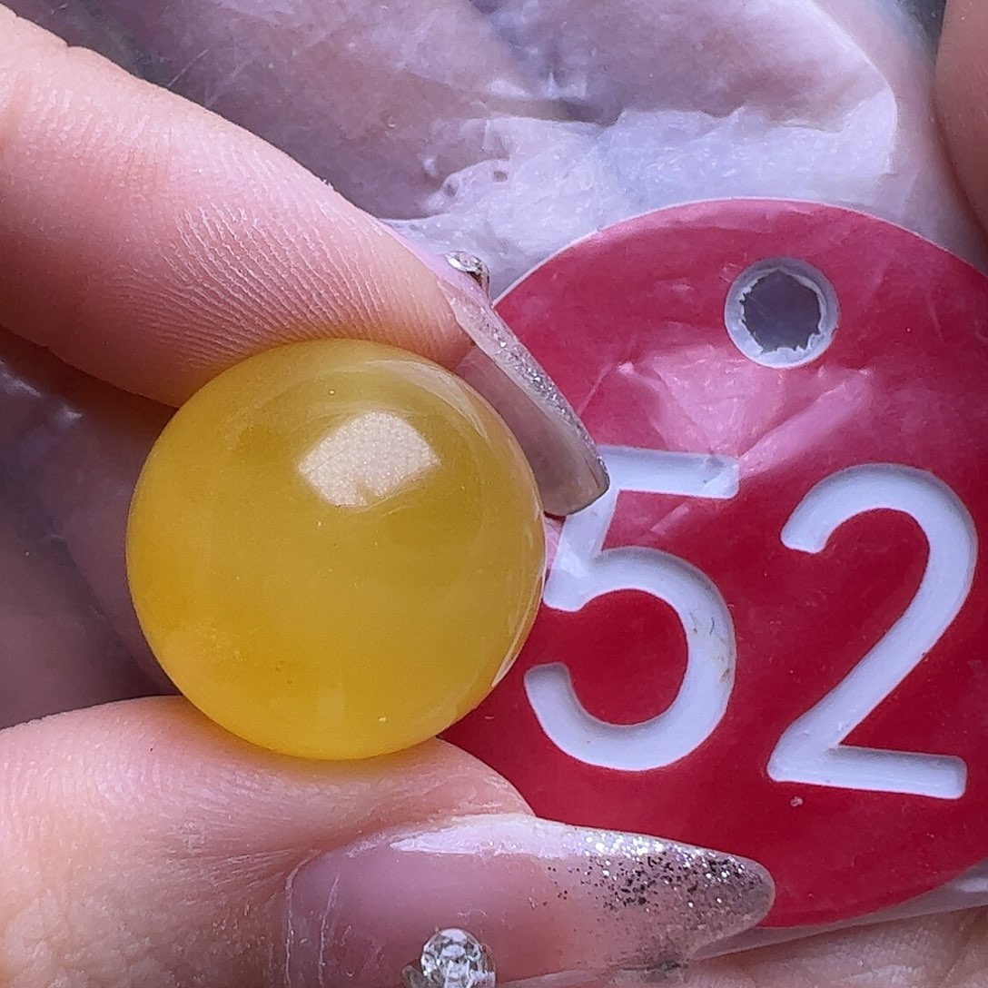 未镶嵌蜜蜡裸石17mm鸡油黄圆珠