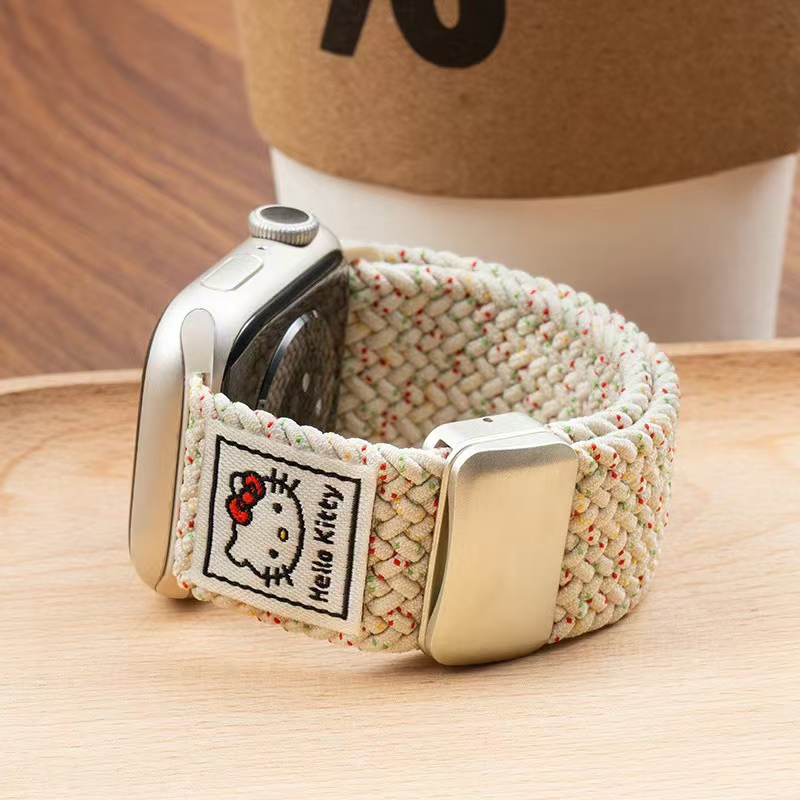 适用于苹果表带苹果S11手表新款KT猫编织10尼龙腕带S9冬天运动