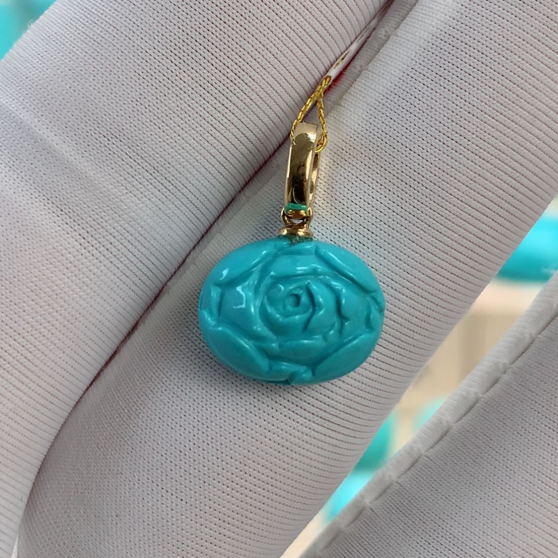 绿松石挂件18K金镶嵌