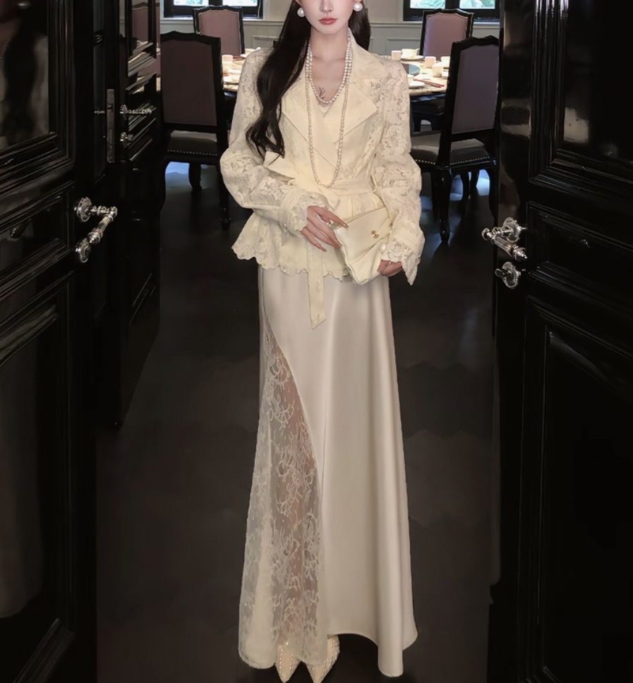 【白日舒曼】气质简约百搭休闲长袖亮闪上衣外套套装XH53062197