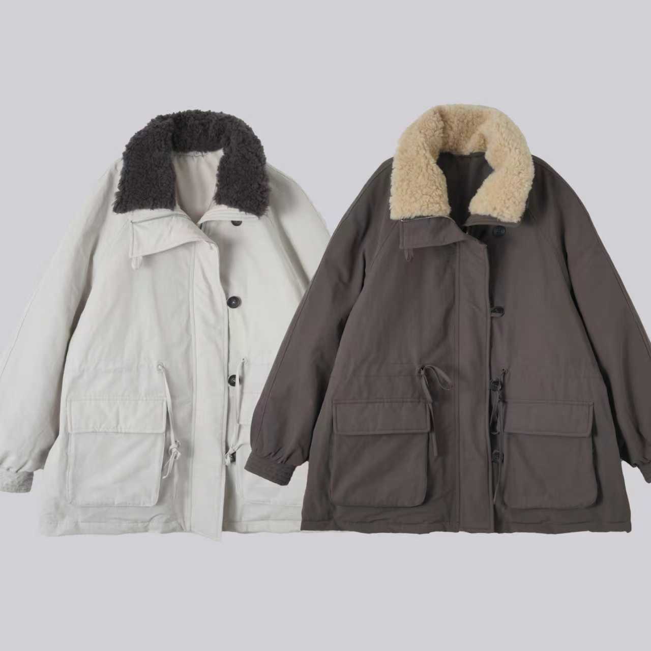 WKK   毛领收腰外套