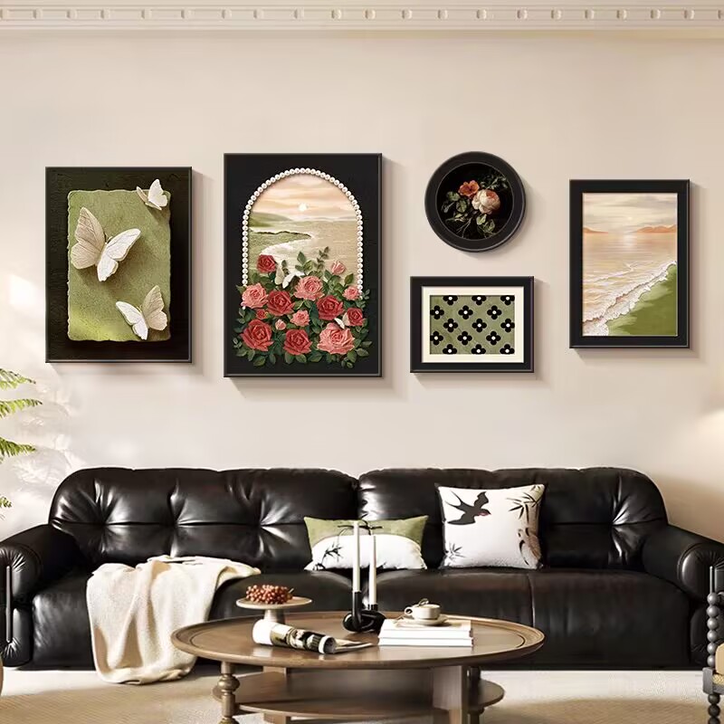 高级感中古风客厅装饰画沙发背景墙挂画新款复古艺术卧室画