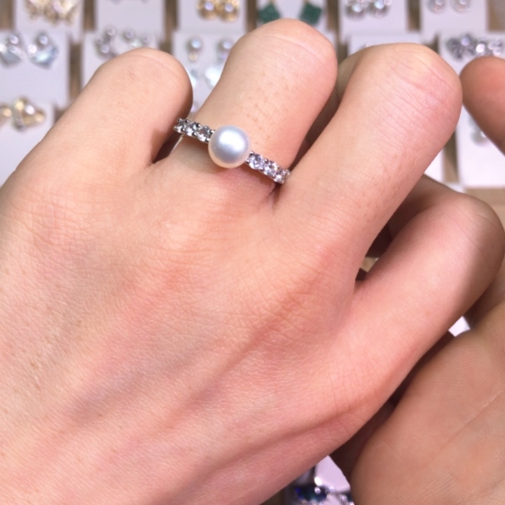 淡水珍珠耳饰银S925镶嵌