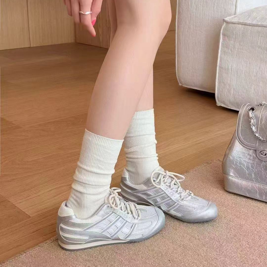 P7800-1617网面透气拼色老爹鞋女内增高女鞋2025新款运动休闲女鞋