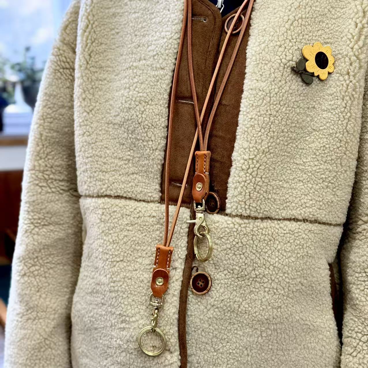 MOZE 手工制作真皮手机挂绳挂件箱包眼镜钥匙挂绳卡包证件挂绳