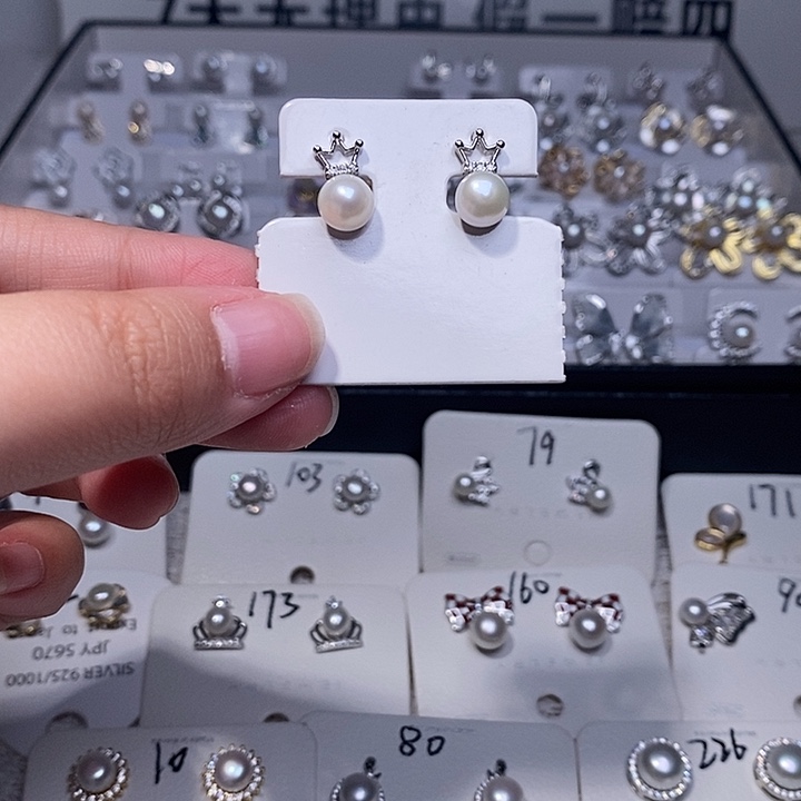 银S925镶嵌耳饰淡水珍珠